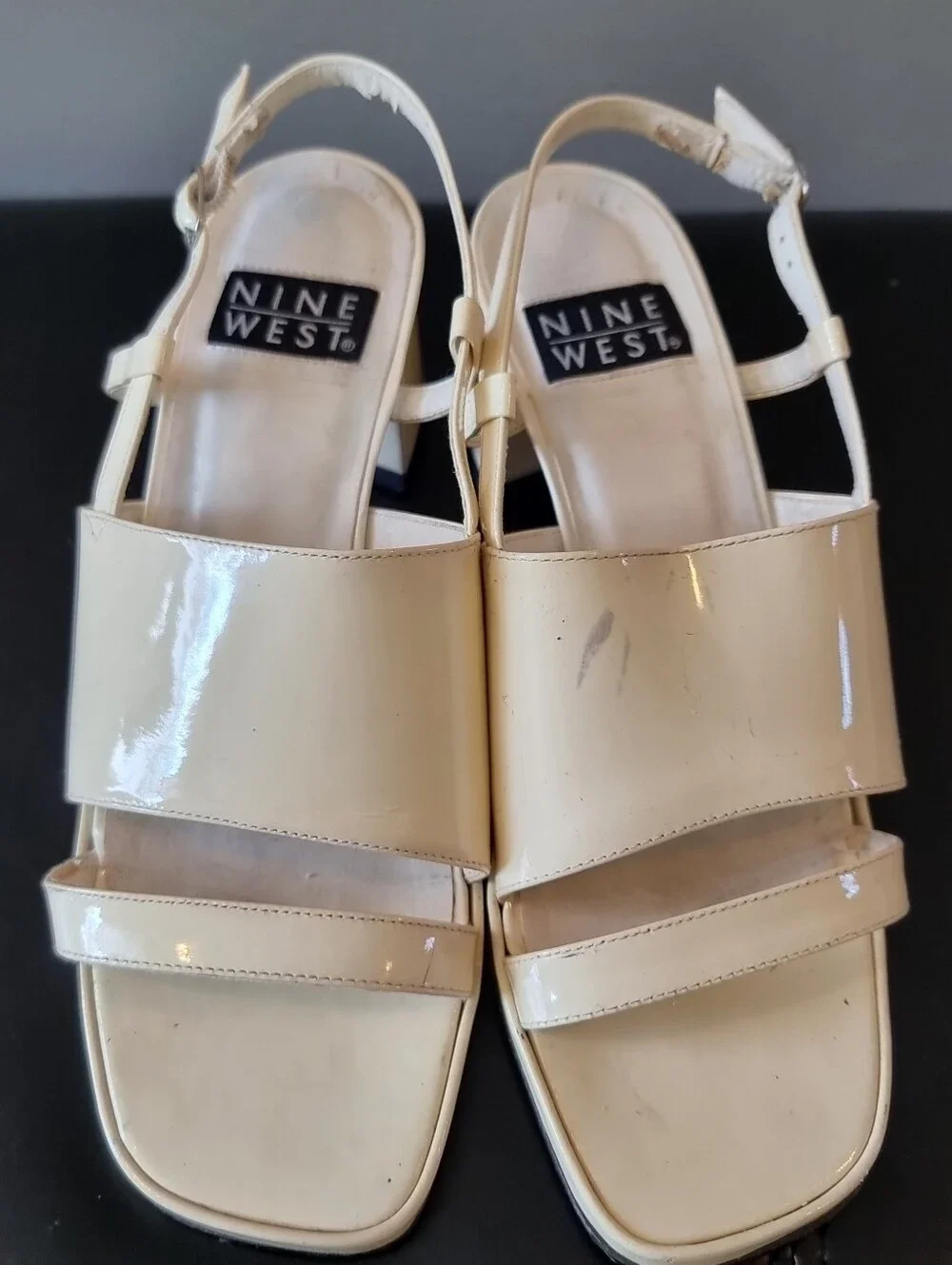 Nine West White Patent Leather Sandals
